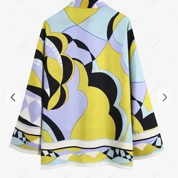Zara Printed Shirt With Pocket Long Sleeves - Looks like Pucci - Picture 3 of 5
